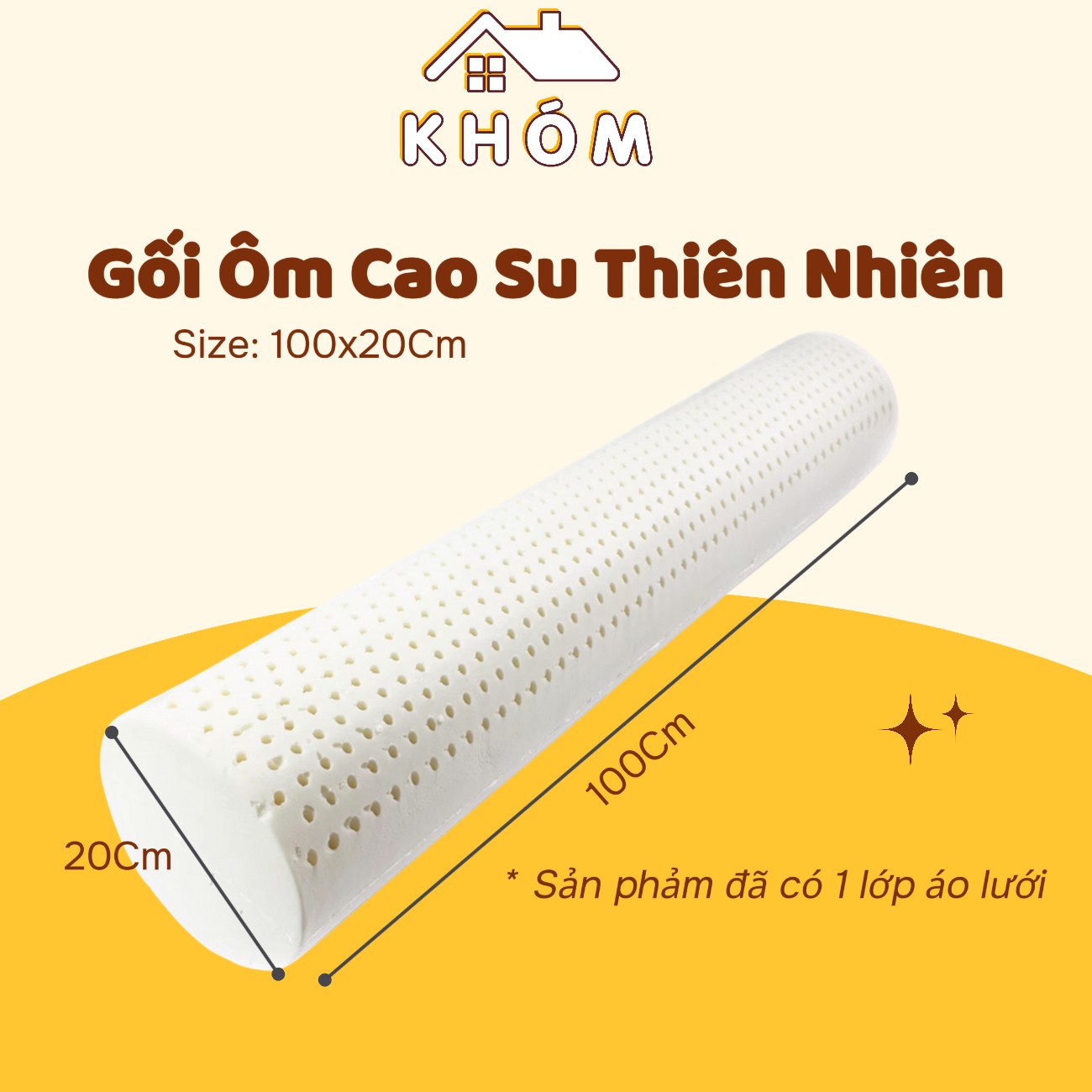 Gối Ôm Cao Su Thiên Nhiên 100x20cm Đúc Nguyên Khối Độ Bền Cao êm Ái Đàn Hồi Tốt Thoáng Mát Kháng Khuẩn